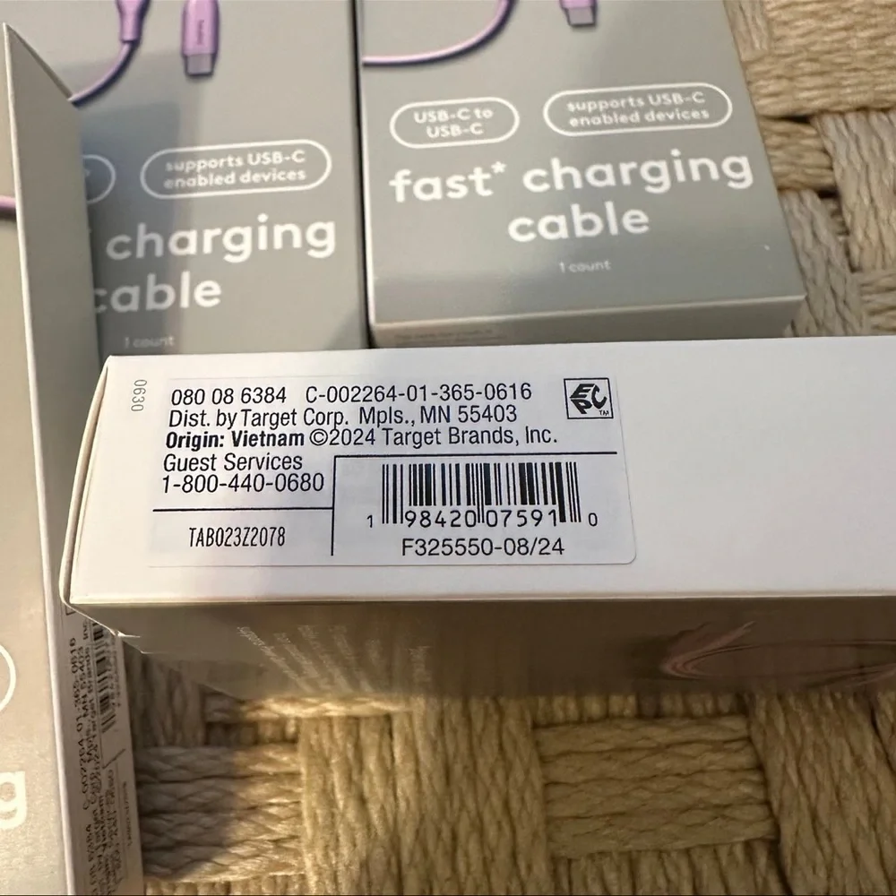 Heyday 3 foot usb-c fast charging phone cables chargers Bundle of 5